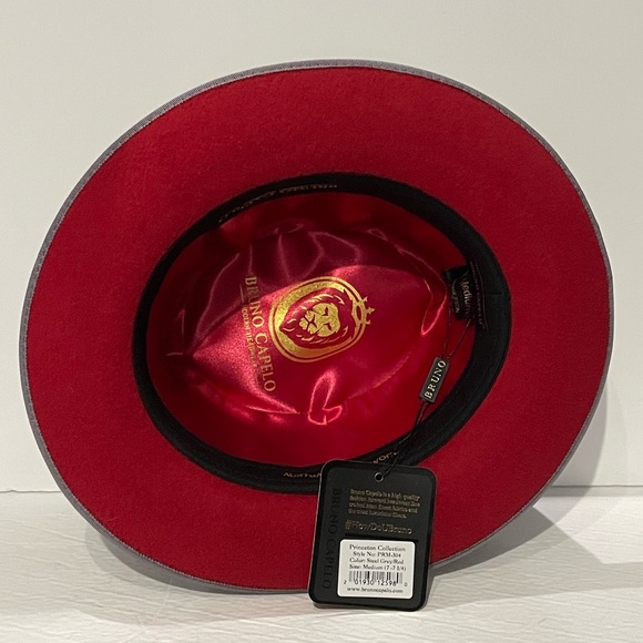 Bruno capelo hat brim gray/red wool godfather headwear - Picture 3 of 4